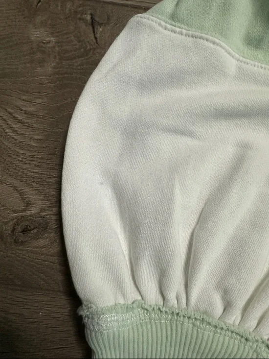 We The Free American Dream Polo Long Sleeve Sweatshirt Colorblock Green Blue S - Picture 13 of 15